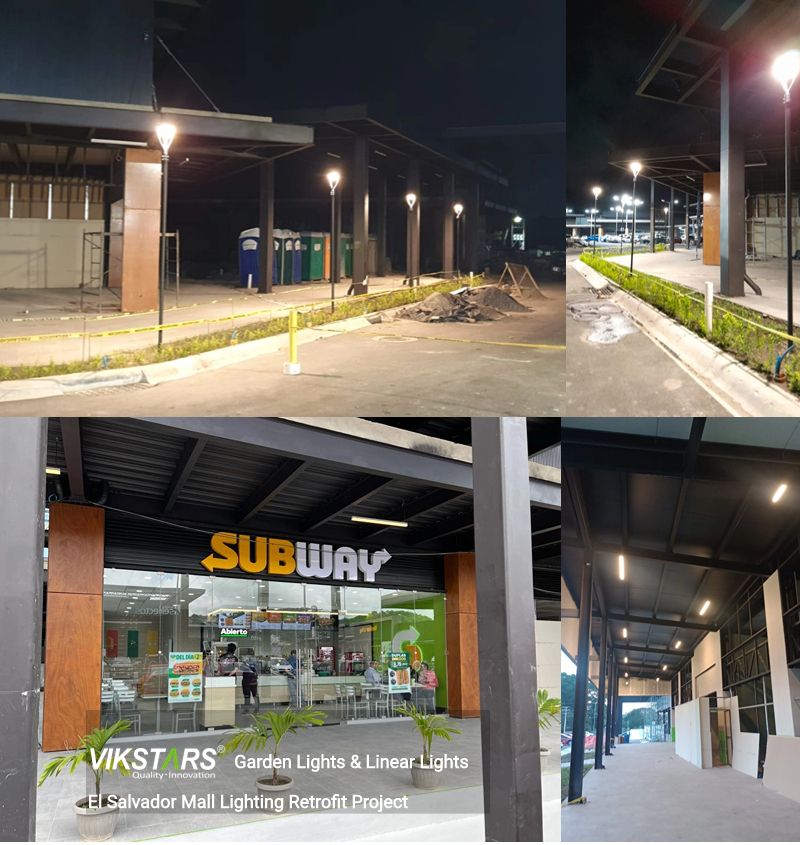 Garden Light and Linear Lights for Mall Retrofit lighting Project El Salvador